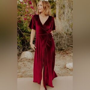 Baltic Born Meghan True Wrap Dress Velvet Maxi Sz L NWT Formal Event Wedding